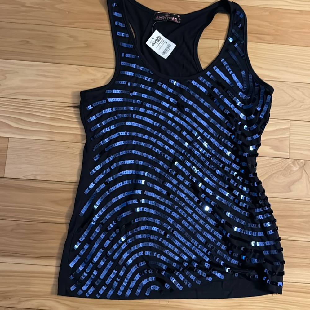 New with Tags Sequin top Navy size M